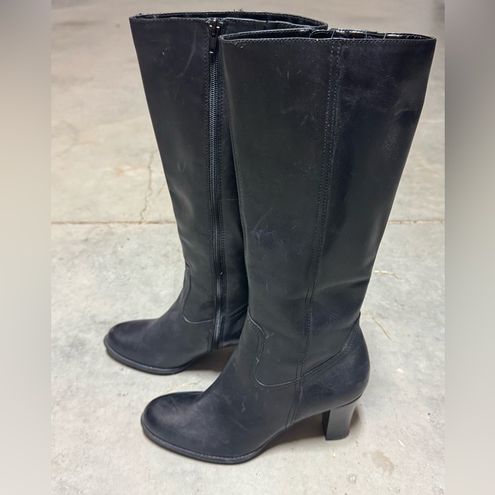 a.n.a. womens black knee high boots size 9M genuine leather